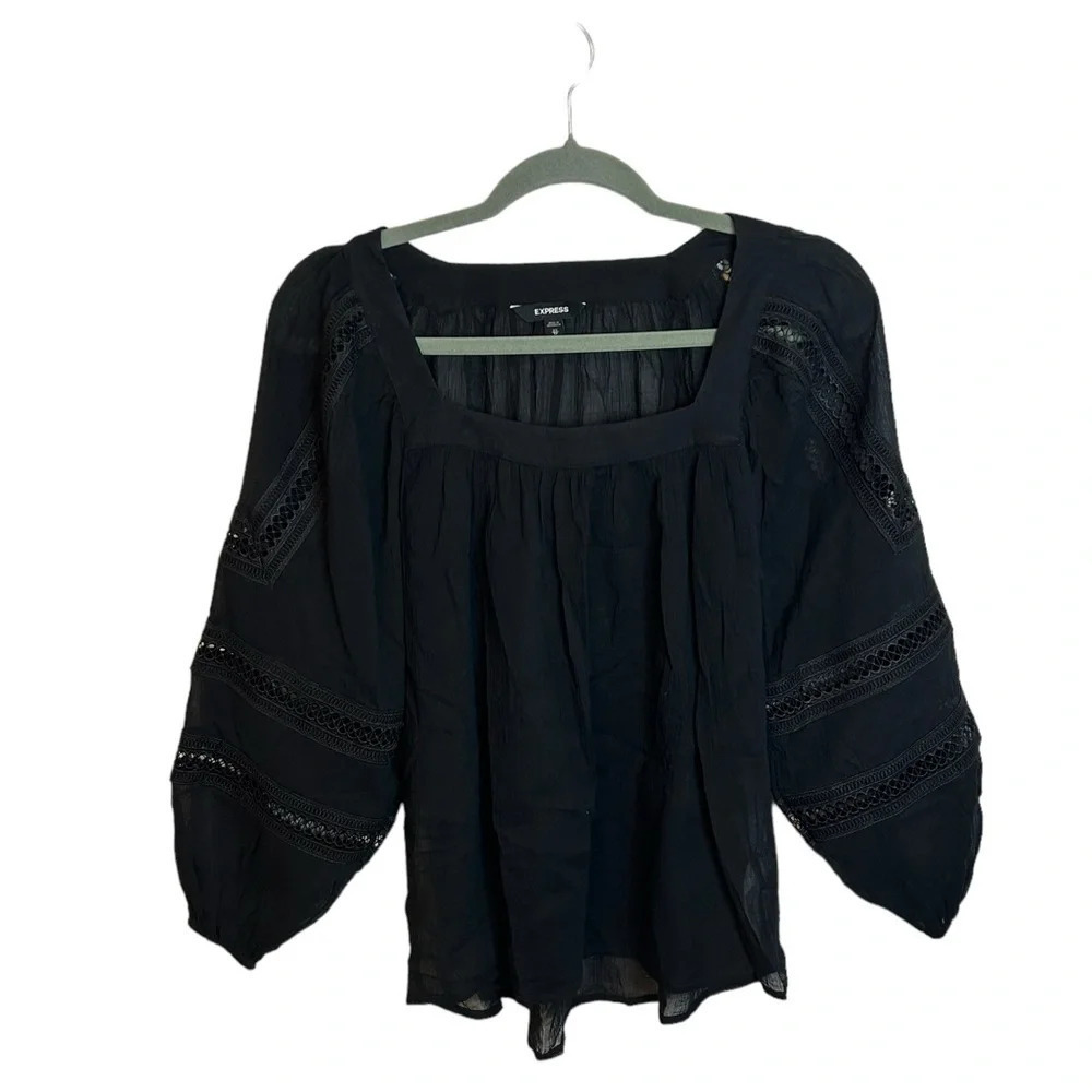 Express Square Neck Puff Sleeve Bohemian Blouse